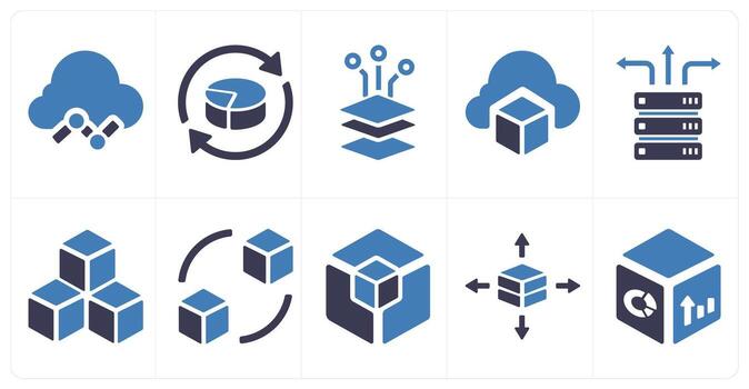A set of 10 web marketing icons as cloud data, diagram, storage vector