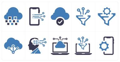 A set of 10 web marketing icons as cloud connection, mobile technology, cloud server vector