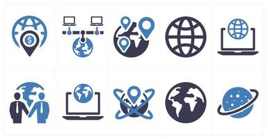 A set of 10 web marketing icons as location, global server, location vector