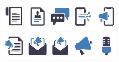 A set of 10 web marketing icons as document, profile document, comment vector