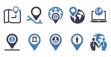 A set of 10 web marketing icons as gps, location, global location vector