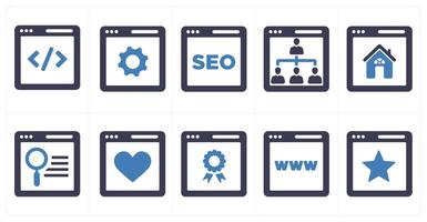 A set of 10 web marketing icons as programming, seo, hierarchy vector