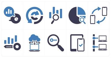 A set of 10 web marketing icons as statistics, data analysis, data search vector