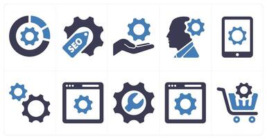 A set of 10 web marketing icons as statistics, seo, configuration vector