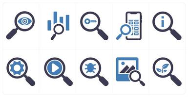 A set of 10 web marketing icons as data search, keyword search, mobile search vector