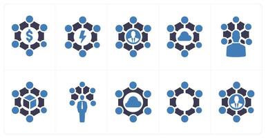 A set of 10 web marketing icons as group budget, group clash, group network vector