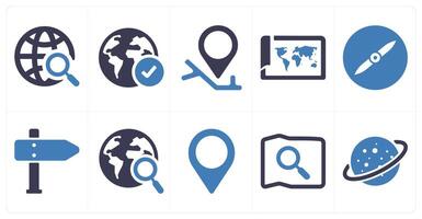 A set of 10 web marketing icons as global search, location, gps vector