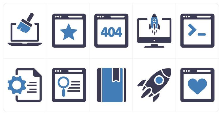 A set of 10 web marketing icons as website repair, website rating, website error