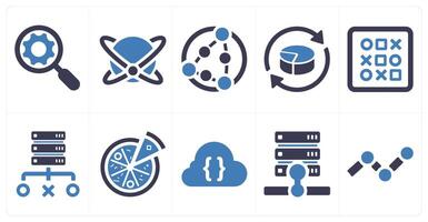 A set of 10 web marketing icons as search data, big data, networking vector
