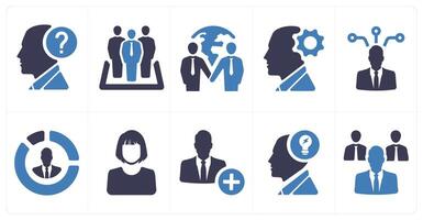 A set of 10 web marketing icons as help, business managers, partnership vector