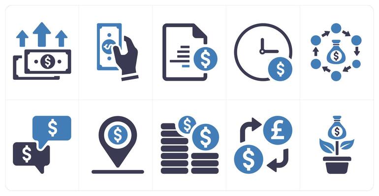 A set of 10 web marketing icons as profit, cash, invoice