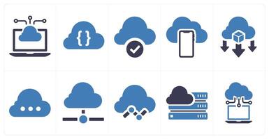 A set of 10 web marketing icons as cloud server, cloud database, cloud backup vector