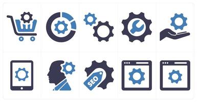 A set of 10 web marketing icons as cart settings, statistics, configuration vector