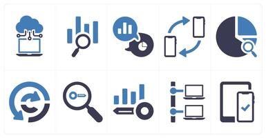 A set of 10 web marketing icons as cloud database, data search, statistics vector