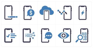 A set of 10 web marketing icons as draw, mobile message, cloud backup vector