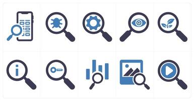 A set of 10 web marketing icons as mobile search, find bug, search data vector