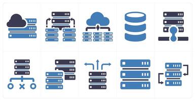A set of 10 web marketing icons as cloud hosting, hosting server, cloud server vector