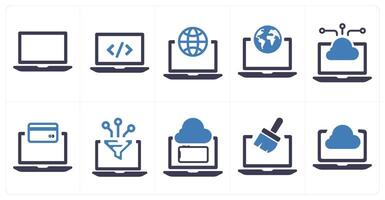 A set of 10 web marketing icons as laptop, programming, global network vector