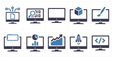 A set of 10 web marketing icons as file share, programming, monitor vector