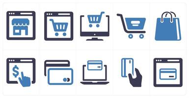 A set of 10 web marketing icons as shopping store, cart, cart page vector