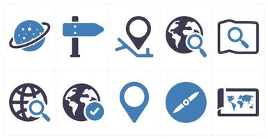 A set of 10 web marketing icons as universe, direction, gps vector