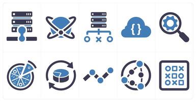 A set of 10 web marketing icons as database server, big data, database storage vector