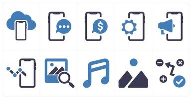 A set of 10 web marketing icons as cloud backup, mobile chat, mobile message vector