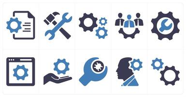 A set of 10 web marketing icons as webpage settings, configuration, optimization vector