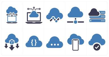 A set of 10 web marketing icons as cloud database, cloud server, cloud data vector