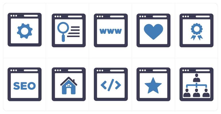 A set of 10 web marketing icons as seo optimization, search webpage, www