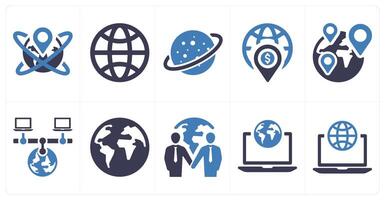 A set of 10 web marketing icons as global location, world, universe vector