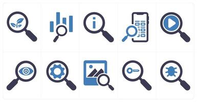 A set of 10 web marketing icons as ecology, data search, search info vector