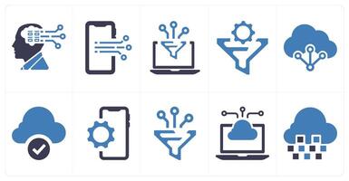 A set of 10 web marketing icons as technology, mobile technology, filter vector