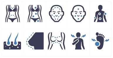 A set of 10 medical icons as plastic surgery, symptom checker, facial plastic surgery vector