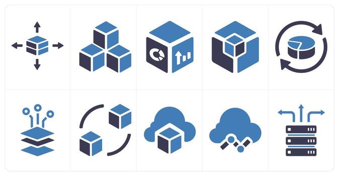 A set of 10 web marketing icons as layers, 3d, statistics vector