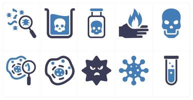A set of 10 medical icons as search infection, danger, poison vector