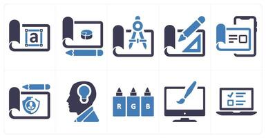 A set of 10 web marketing icons as style, design, draw vector