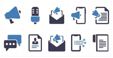 A set of 10 web marketing icons as broadcast, mic, print media vector