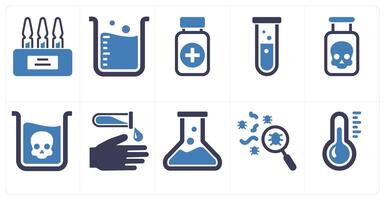 A set of 10 medical icons as ampoule, lab beaker, medication vector