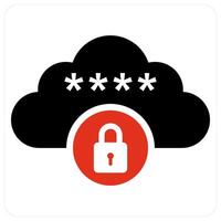 Cloud Encryption and cloud security icon concept vector