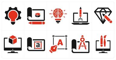 A set of 10 design and creativity icons as bulb, idea, website launch vector