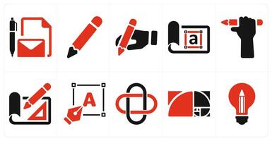 A set of 10 design and creativity icons as write document, pencil, writing vector