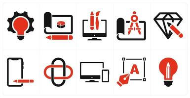 A set of 10 design and creativity icons as bulb, design, custom design vector