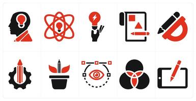 A set of 10 design and creativity icons as creativity, innovation, idea vector