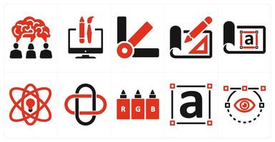A set of 10 design and creativity icons as creative idea, custom design, color palette vector