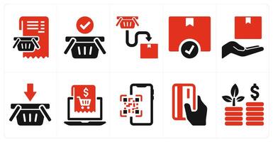 A set of 10 ecommerce icons as cart items, cart, checkout vector