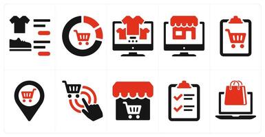 A set of 10 ecommerce icons as online shop, shopping analysis, website shopping vector