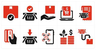 A set of 10 ecommerce icons as bookmark, cart, save bookmark vector