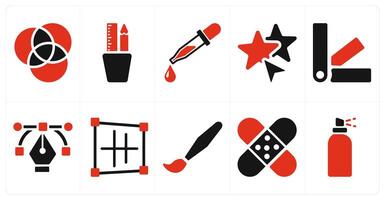 A set of 10 editing tools icons as rgb, creativity, color picker vector