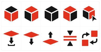 A set of 10 editing tools icons as 3d box, 3d, polygon selection vector